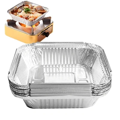 Imagen de Sartenes rectangulares de aluminio para freidora aire, bandejas aluminio, 20 unidades, caja hojalata horno, bandeja alimentos, recipientes hornear, asar y cocinar