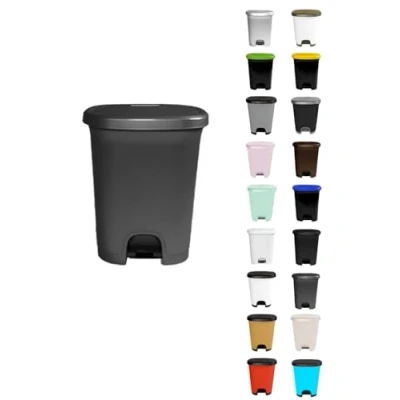 Imagen de JARDIN202 Cubo basura plástico moderno Apertura con pedal reciclar 27 litros (Gris Oscuro Gris Oscuro)