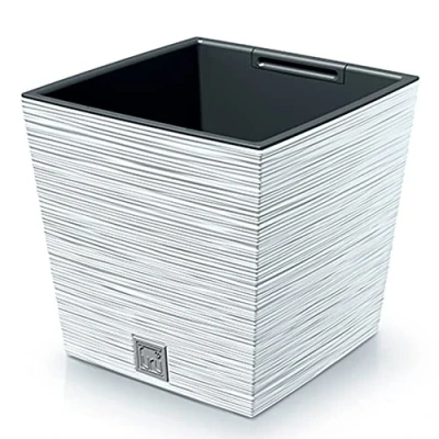 Imagen de Macetero color blanco, con depósito, colección FURU, de 29,5 x 29 cm, capacidad 14 L.
