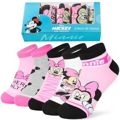 Imagen de Disney Divertidos Calcetines Tobilleros Niña, Pack de 5 Regalos Chicas (Rosa Minnie, 27 30 EU)