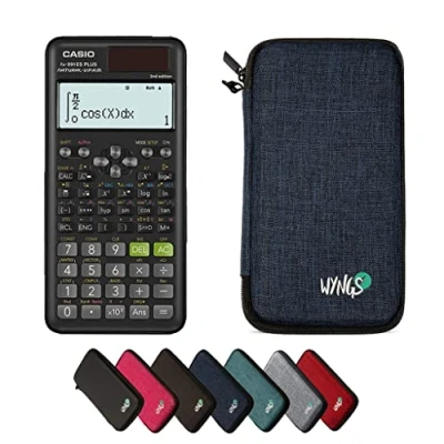 Imagen de CALCUSO Paquete económico: Calculadora Escolar técnico científica Casio FX 991 ES Plus 2 + Funda Protectora WYNGS Azul Garantía ampliada by