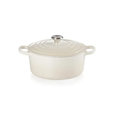 Imagen de Le Creuset Evolution Cocotte de hierro fundido con tapa, Redonda, Pomo acero inoxidable, ⌀ 22 cm, 3,3 L, Beige Merengue,21177227164430