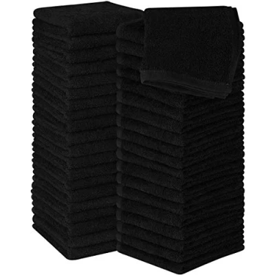 Imagen de Utopia Towels Juego de Toallas Algodón 100% Ring Spun, Altamente Absorbentes, Faciales Suaves (30 x 30 cm) (60 Paquetes, Negro)