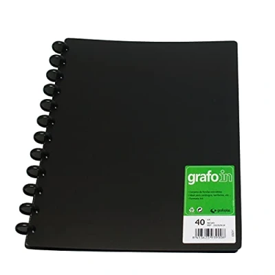 Imagen de Grafoplás 39394010. Carpetas de Fundas Extraíbles, Grafo In, 40 Fundas, A4, Negro, Mecanismo Discos.