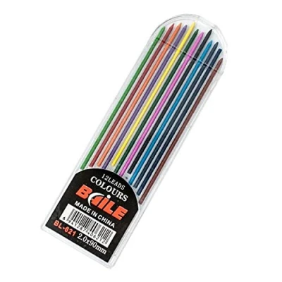 Imagen de Recambio de portaminas color 2,0 mm, mina borrable para estudiantes, 12 unidades