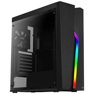 Imagen de Aerocool Bolt Mid Tower RGB PC Gaming Case, ATX, Full Acrylic Side Panel, LED Strip Included, 13 Lighting Modes, 1 x 120mm Black Fan High Performance Case ,