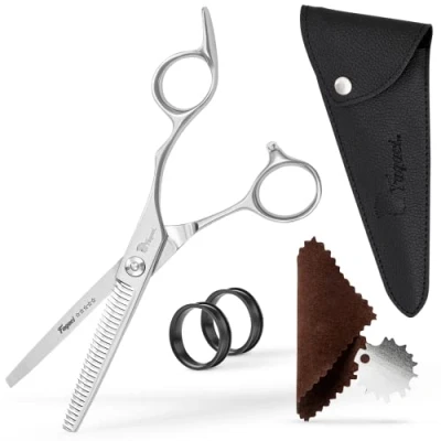 Imagen de Fagaci Tijeras Entresacar Profesional con Hojas Extremadamente Afiladas, de Acero 440C para Cortar el Cabello, Duraderas, Movimiento Suave y Corte Fino, Tijera Peluqueria
