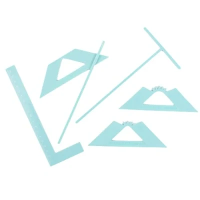 Imagen de Craftelier Kit Reglas y Escuadras de Encuadernación Herramientas Básicas para Proyectos Scrapbooking, Manualidades Incluye Regla en L, T Color Turquesa