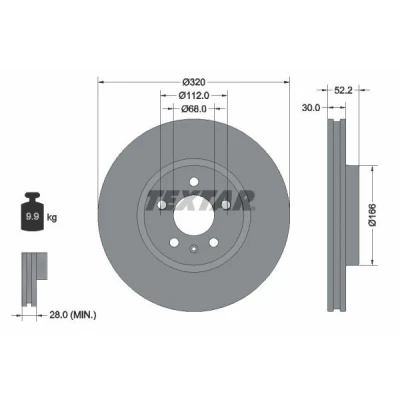 Imagen de TEXTAR PRO+ 92160005 Disco de freno AUDI: A5 B8 Coupé, Q5, A4 Avant