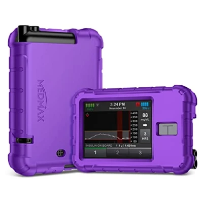 Imagen de MEDMAX Funda de Silicona para Tandem T:Slim X2 / Insulin Pumps, Antideslizante Ligera Antichoque Carcasa con Bisel Elevado T:Slim/T:Slim (Púrpura)