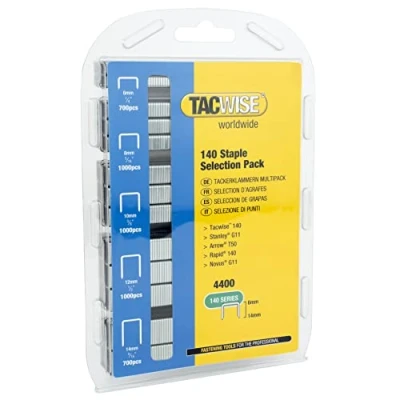 Imagen de TACWISE 350 Caja con selección de grapas en tamaños 6, 8, 10, 12 y 14 mm, Staple Selection Pack, Set 4400 Piezas