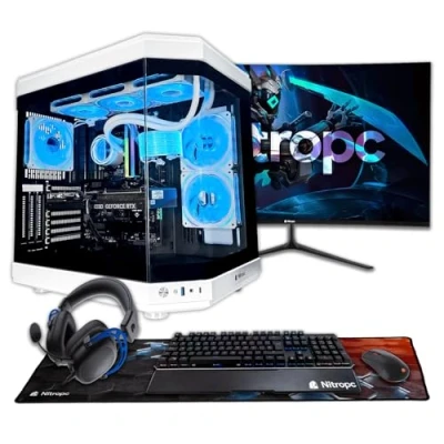 Imagen de NitroPC Pack Platinum Plus PC Gaming Completo (Intel Core i7 14700K 20/28 5.6GHz, RTX 4070 Super 12GB, RAM 32GB RGB, M2 2TB, W11, RGB WiFi, Monitor Curvo 27&quot;, Teclado, ratón, Cascos)