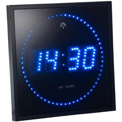 Imagen de Lunartec Relojes de Pared IP65, Reloj: Reloj LED Azul, controlado por Radio, con Marcador Segundos (Digital Iluminado Inalámbrico LCD Iluminado)