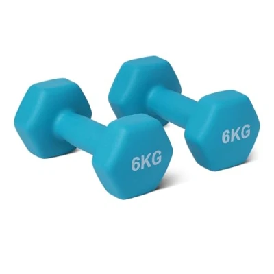 Imagen de Amazon Basics Juego de mancuernas neopreno, 6 kg, Cian