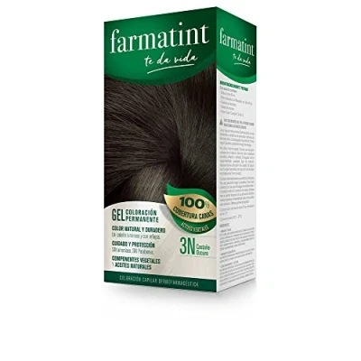 Imagen de Farmatint Gel 3N Castaño Oscuro, Tinte Vegetal Permanente, Sin Amoníaco, Cobertura Completa de Canas, Cuida y Protege tu Cabello, Unidad 170ml