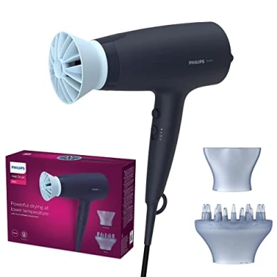 Imagen de Secador Philips BHD360/20, 2100 W, 6 velocidades, ThermoProtect, Difusor incluido, Azul marino