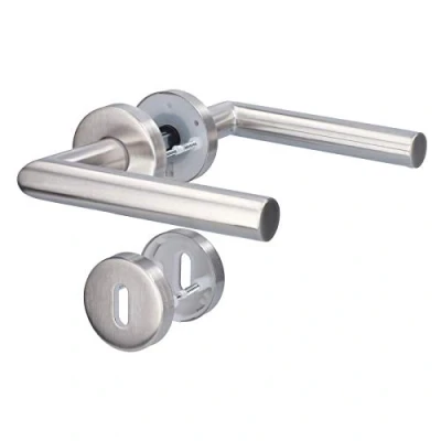 Imagen de Alpertec 88020500 Moskau II Manilla de puerta acero inoxidable con roseta, Ø 52 mm