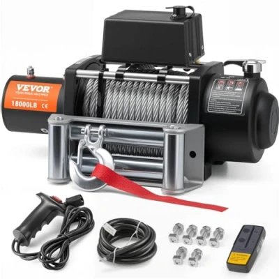 Imagen de VEVOR Cabrestante Eléctrico 8165 kg para Camión con Cable de Acero Φ1,1 x 2590,8 cm Control Remoto Inalámbrico y Remolcar Vehículos Todoterreno, Camiones, Remolques