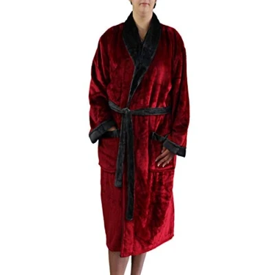 Imagen de Gözze Albornoz unisex con cuello chal, tacto seda, microfibra, 330 g/m², Talla S Rojo