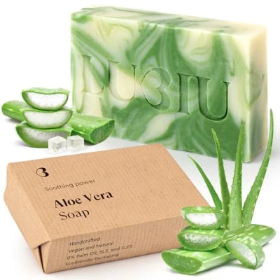 Imagen de lubiu Jabón Natural de Aloe Vera 100g Jabon Manos Pastilla Cuerpo y Facial Para Hidratar Nutrir la Piel Jabones Artesanales