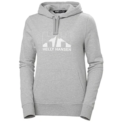 Imagen de Helly Hansen Mujer Sudadera Nord Gráfica con Capucha, M, Gris Melange