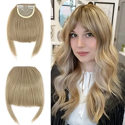 Imagen de Elailite Flequillo Postizo Pelo Corto Clip Flequillos Falso (sienes 22cm) 1 Pieza 2 en Postizos para Mujer # Rubio Cenizo