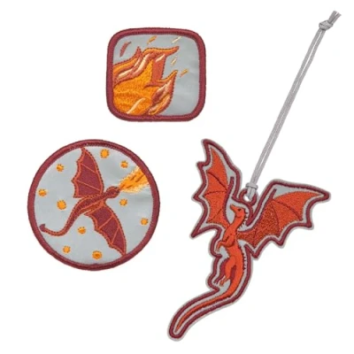 Imagen de LÄSSIG Juego de colgantes y parches (3 piezas) con cierre a presión/School Patches Set Dragon