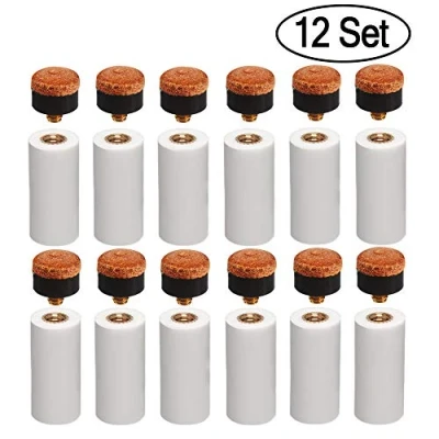 Imagen de Kulannder Puntas de Billar Duro 12MM Repuesto Rosca latón con Punteras Pool Snooker (Set 12 Color marrón Duro)