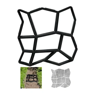 Imagen de Relaxdays Molde para Hormigón, Forma Irregular, Plantilla Cemento, Pavimentar Caminos o Entrada, 3,5 x 35 cm, Negro