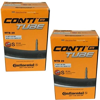 Imagen de CONTINENTAL MTB 29 x 1.75 2.5, válvula Presta (Fina), 42 mm Cámara de Aire, Pack 2, Unisex Adulto, Negro, [47 622 a 62 622]