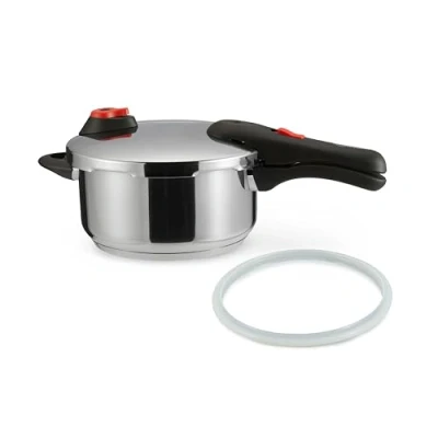 Imagen de Amazon Basics Olla A Presión de Acero Inoxidable, Apta para inducción, 4 Litros, Plateado