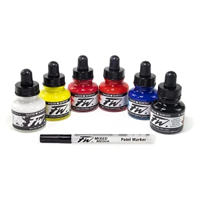 Imagen de Daler Rowney Fw Primary Set Tintas Frasco 6 X 29.5Ml