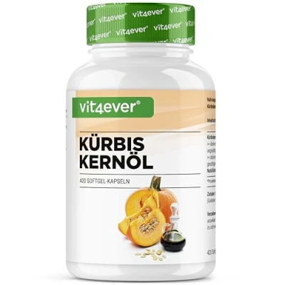 Imagen de Aceite de semillas calabaza 420 cápsulas 3000 mg por porción diaria Con vitamina E Natural Altamente dosificado y prensado en frío