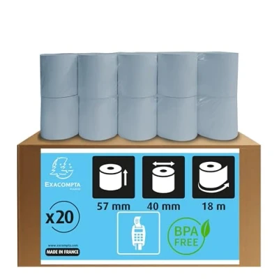 Imagen de Rollo sumadora exacompta safe contact termico 57 mm x 40 52 g/m2