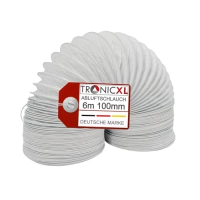Imagen de TronicXL manguera de salida PVC 100/102 mm diámetro, 6 m, para secadora, aire acondicionado, campana extractora, secadora ropa, cultivo aire, 100 mm, accesorio