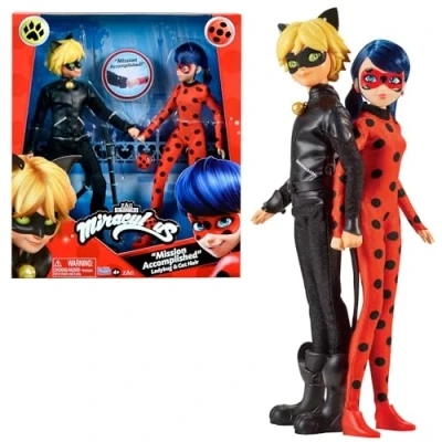 Imagen de BANDAI Miraculous Ladybug y Cat Noir Pack de 2 Muñecos Multicolor articulados 26 cm P50365
