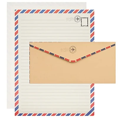 Imagen de Belle Vous Papel Carta con Sobre (Set de 96) Set Papelería Para Escribir 48 Hojas Cartas Vintage y Sobres Invitaciones, Cartas, Notas Agradecimiento Más