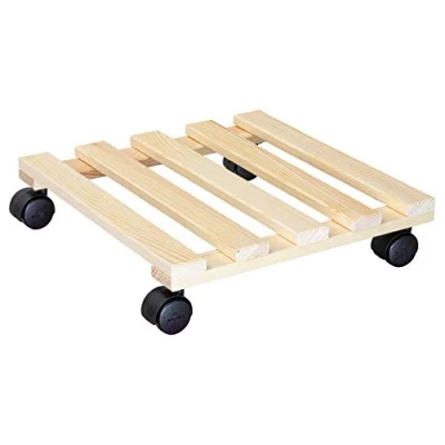 Imagen de Wagner Soporte con Ruedas para Plantas PALETTI 35 x 8 cm I Base Flores de Interiores Carrito Madera Maciza Certificado FSC®, Natural Capacidad Carga 100 kg 20003401