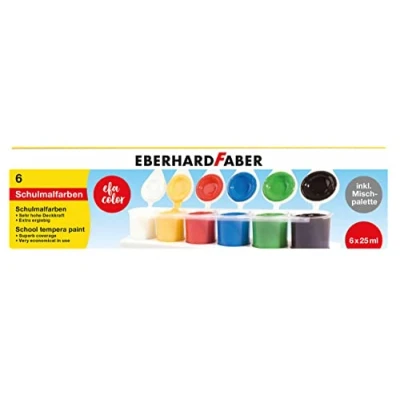 Imagen de Eberhard Faber 575506 Pinturas escolares EFA Color, 6 colores de 25 ml cada uno incl. paleta mezcladora