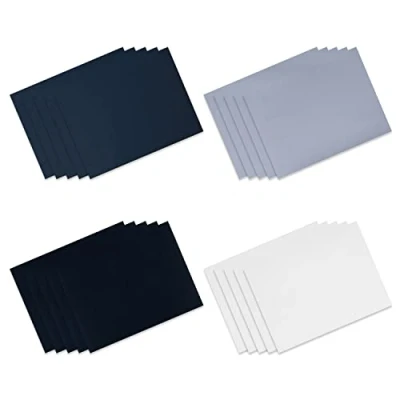 Imagen de 20 piezas de parches reparación nailon, autocortadas y autoadhesivas, 15*20 cm, adecuadas para chaquetas plumas, carpas, impermeables (azul marino, negro, blanco, gris)