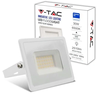 Imagen de V TAC Foco LED Exterior 30W [Altas Prestaciones] Blanco 2510 Lumen IP65 Proyector en Aluminio para Hogar, Jardín, Patio, Parque Garaje Resistente Agua Luz Frío 6500K