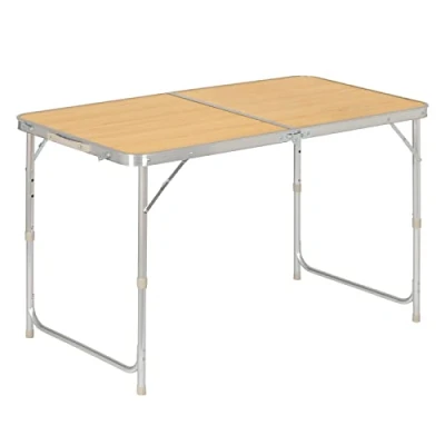 Imagen de WOLTU Mesa de Camping Plegable Jardín Trabajo Balcón Altura Regulable Aluminio MDF Roble Brillante CPT8122hei