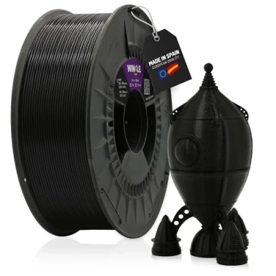Imagen de WINKLE Filamento PLA High Speed (Alta Velocidad) Negro Azabache Impresora 3D 1,75mm 1kg Impresiones Rápidas Alta Velocidad Bobina