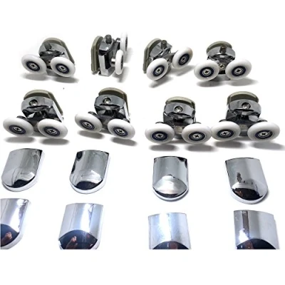 Imagen de Rodamientos para mampara de ducha cromados compatibles con cristal 6 a 8 mm. 4 la parte superior y inferior