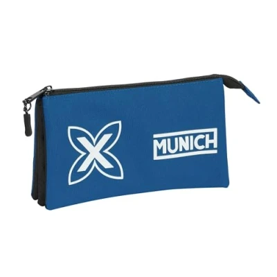 Imagen de Safta MUNICH ULTRAMAR Portatodo Triple, Estuche Infantil, Niño, Ideal para Niños en Edad Escolar, Cómodo y Versátil, Calidad Resistencia, 22x3x12 cm, Color