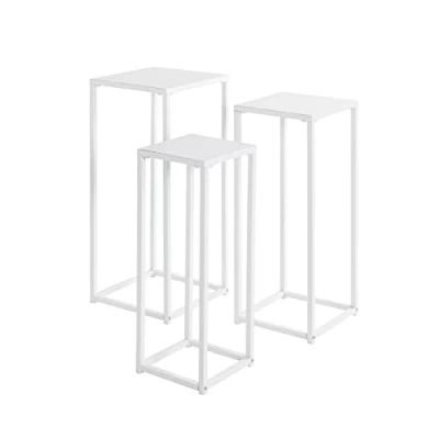 Imagen de HAKU Möbel Juego de 3 pilares flores blanco, metal, metal Dim.: AN 22/26/30 cm x AL 61/66/71 P cm, Estilo: Moderno