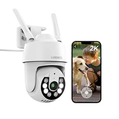 Imagen de DEATTI Camara de Vigilancia WiFi Exterior, 2K Cámara IP PTZ para CloudEdge App, Audio Bidireccional, Detector Movimiento, Visión Nocturna, IP66, Soporta Tarjeta SD 128G (No Incluido)