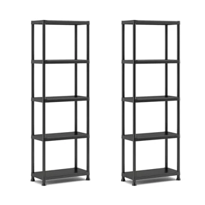Imagen de Keter Juego de 2 estanterías 60/5, Color Negro, 5 estantes, Capacidad máxima 20 kg Cada uno, 60 x 30 174 cm