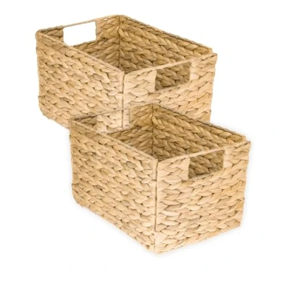 Imagen de HMF Cesta plegable trenzada de algas marinas jacinto agua, juego 2, tamaño M, 32 x 23 20 cm