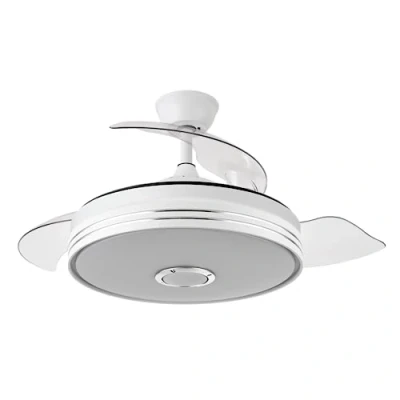 Imagen de FABRILAMP ESPARTA Ventilador de techo con luz led, motor DC, color blanco, aspas retráctiles, mando a distancia, temporizador, memoria luz, 3 tonalidades y 6 velocidades